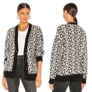 Mother The Oversized Alpaca Blend Knit Cardigan Size Large Wildlife